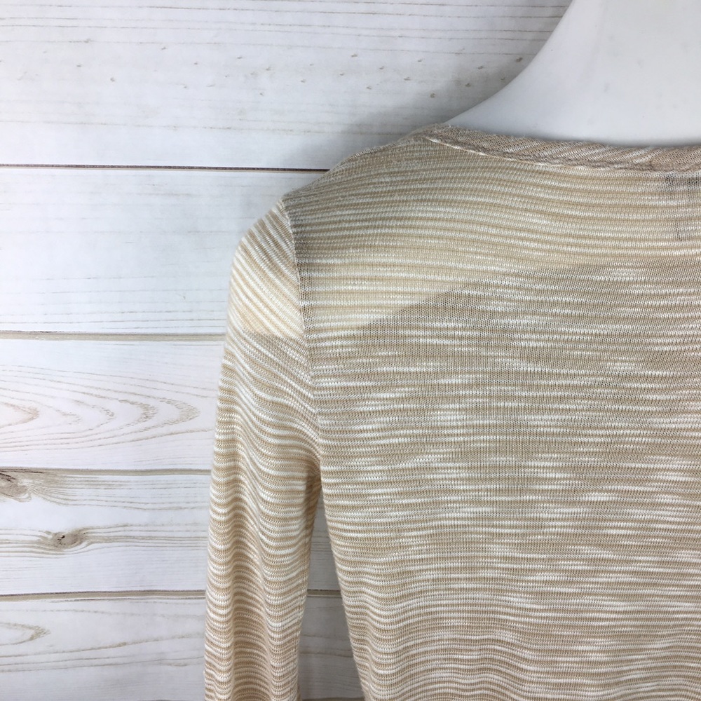 Anthropologie Splendid Tan Knit Blouse 3/4 Slv Top - Picture 5 of 8